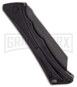 AKC Smarty Black Automatic Knife Reverse Tanto - Black SW Plain 7 AKC Smarty Black Automatic Knife Reverse Tanto - Black SW Plain -Grindworx AKC Smarty Automatic Knife Button Lock Black Aluminum Stonewash side kc large 1