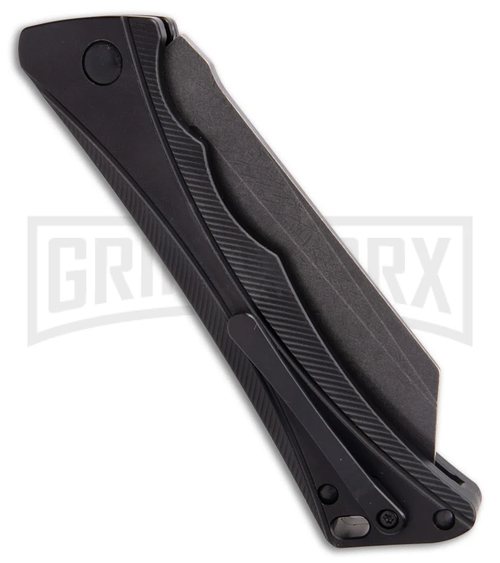 AKC Smarty Black Automatic Knife Reverse Tanto - Black SW Plain 5 AKC Smarty Black Automatic Knife Reverse Tanto - Black SW Plain - Image 3