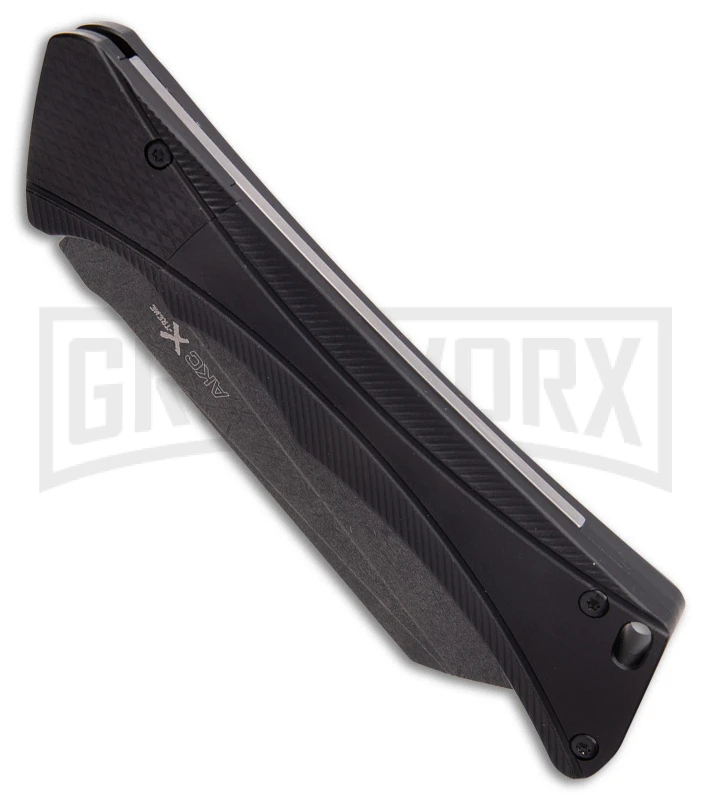 AKC Smarty Black Automatic Knife Reverse Tanto - Black SW Plain 4 AKC Smarty Black Automatic Knife Reverse Tanto - Black SW Plain - Image 2