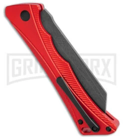 AKC Smarty Red W/Black Bolster Automatic Knife Reverse Tanto - Black SW Plain 7 AKC Smarty Red W/Black Bolster Automatic Knife Reverse Tanto - Black SW Plain -Grindworx AKC Smarty Automatic Knife Red w Black Bolster 3.3in Black Stonewash BHQ 184758 hd side large