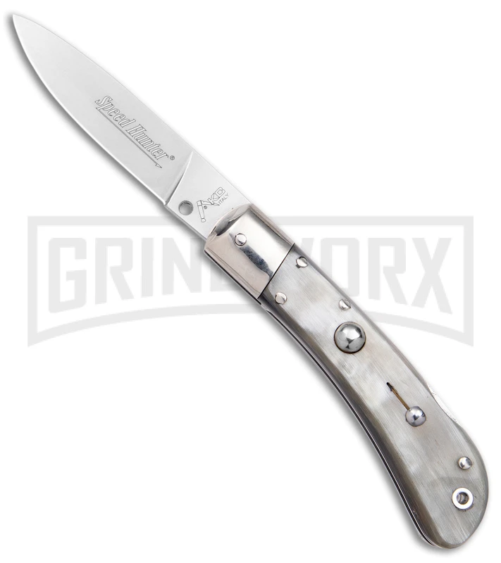 AKC Speed Hunter Dark/Light Horn Automatic Knife - Polish Plain 3 AKC Speed Hunter Dark/Light Horn Automatic Knife - Polish Plain