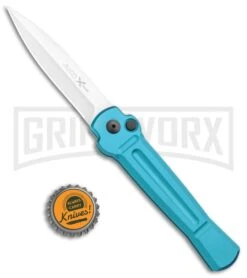 AKC X-treme ACE Light Blue Automatic Knife - Satin Plain 9 AKC X-treme ACE Light Blue Automatic Knife - Satin Plain -Grindworx AKC X treme Ace Auto Light Blue Satin BHQ 105418 jr bottlecap large
