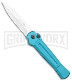 AKC X-treme ACE Light Blue Automatic Knife - Satin Plain