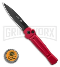 AKC X-treme Ace Red Automatic Knife - Black Plain 9 AKC X-treme Ace Red Automatic Knife - Black Plain -Grindworx AKC X treme Ace Automatic Knife Red 3.6 Black BHQ 123056 LS Bottlecap large