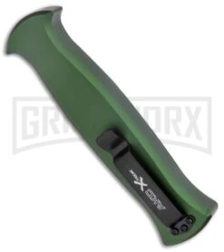 AKC X-treme EVO Green OTF Automatic Knife - Dagger Black Plain -Grindworx AKC X treme EVO OTF Auto Dagger Green Black GX 37364 jr side large