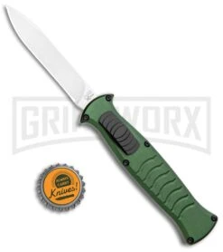 AKC X-treme EVO Green OTF Automatic Knife - Satin Plain -Grindworx AKC X treme EVO OTF Auto Green Satin BHQ 105417 jr bottlecap large