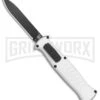AKC X-treme EVO Silver OTF Automatic Knife - Black Plain -Grindworx AKC X treme EVO OTF Auto Silver Black BHQ 114658 jr large