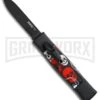 AKC Minion Concord Red/White Skull OTF Automatic Knife - Black Flat -Grindworx AKC minion concord red white skull black flat BP 19001 er large