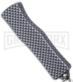 American Flag Mini Dog Tag Gray Carbon Fiber D/A OTF Auto Knife -Satin Plain 8 American Flag Mini Dog Tag Gray Carbon Fiber D/A OTF Auto Knife -Satin Plain -Grindworx American Flag Mini Dog Tag CF DA Auto Satin BHQ 175038 jr side large