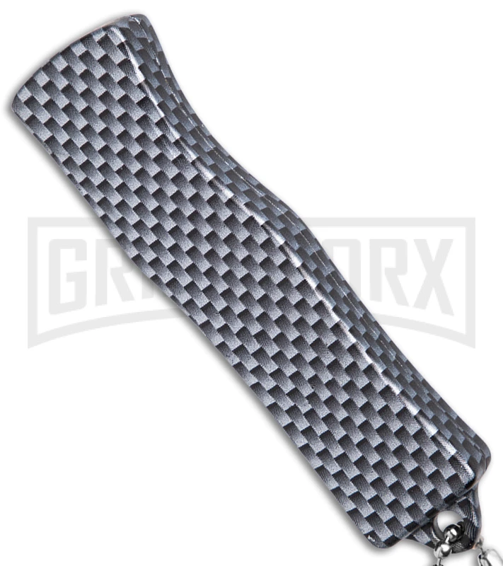 American Flag Mini Dog Tag Gray Carbon Fiber D/A OTF Auto Knife -Satin Plain 5 American Flag Mini Dog Tag Gray Carbon Fiber D/A OTF Auto Knife -Satin Plain - Image 3