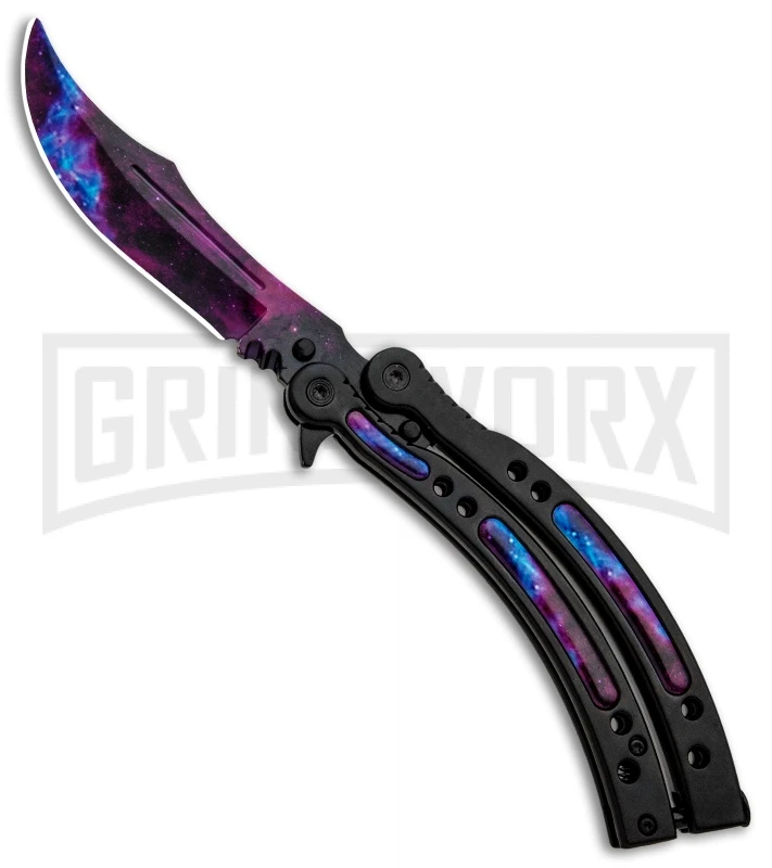 Andux CS Black Balisong Butterfly Knife W/ Stardust Inlays - Bowie Stardust 3 Andux CS Black Balisong Butterfly Knife W/ Stardust Inlays - Bowie Stardust