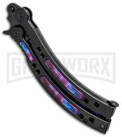 Andux CS Black Balisong Butterfly Knife W/ Stardust Inlays - Bowie Stardust 8 Andux CS Black Balisong Butterfly Knife W/ Stardust Inlays - Bowie Stardust -Grindworx Andux CS Black Balisong Butterfly Stardust Inlays Bowie Startdust PBF7T GX 33139 jr side large