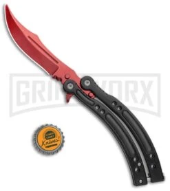 Andux CS Red/Black Balisong Butterfly Kinfe W/Black Handle/ Inlays -Red Plain 9 Andux CS Red/Black Balisong Butterfly Kinfe W/Black Handle/ Inlays -Red Plain -Grindworx Andux CS Red Black Balisong Butterfly Black Inlay Bowie Red Plain GX 35607 jr bottlecap large