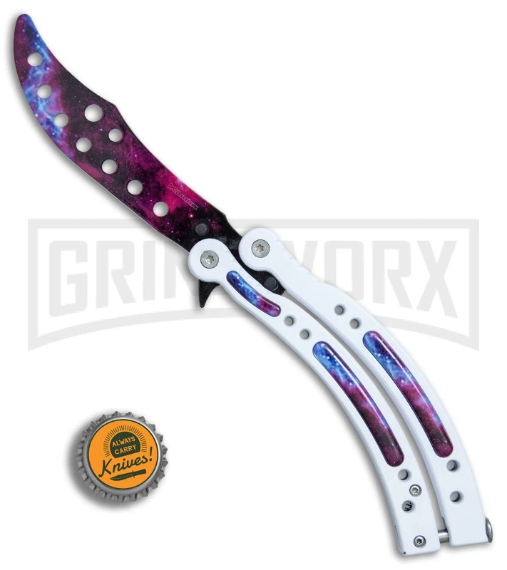 Andux CS White/Stardust Balisong Butterfly Trainer - Stardust Holes 6 Andux CS White/Stardust Balisong Butterfly Trainer - Stardust Holes - Image 4