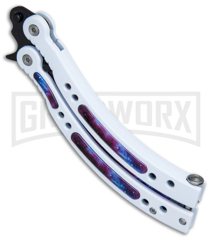 Andux CS White/Stardust Balisong Butterfly Trainer - Stardust Holes 4 Andux CS White/Stardust Balisong Butterfly Trainer - Stardust Holes - Image 2