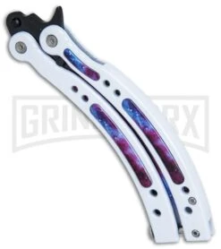 Andux CS White/Stardust Balisong Butterfly Trainer - Stardust Holes 8 Andux CS White/Stardust Balisong Butterfly Trainer - Stardust Holes -Grindworx Andux CS White Stardust trainer stardust holes BP 24583 er spine large
