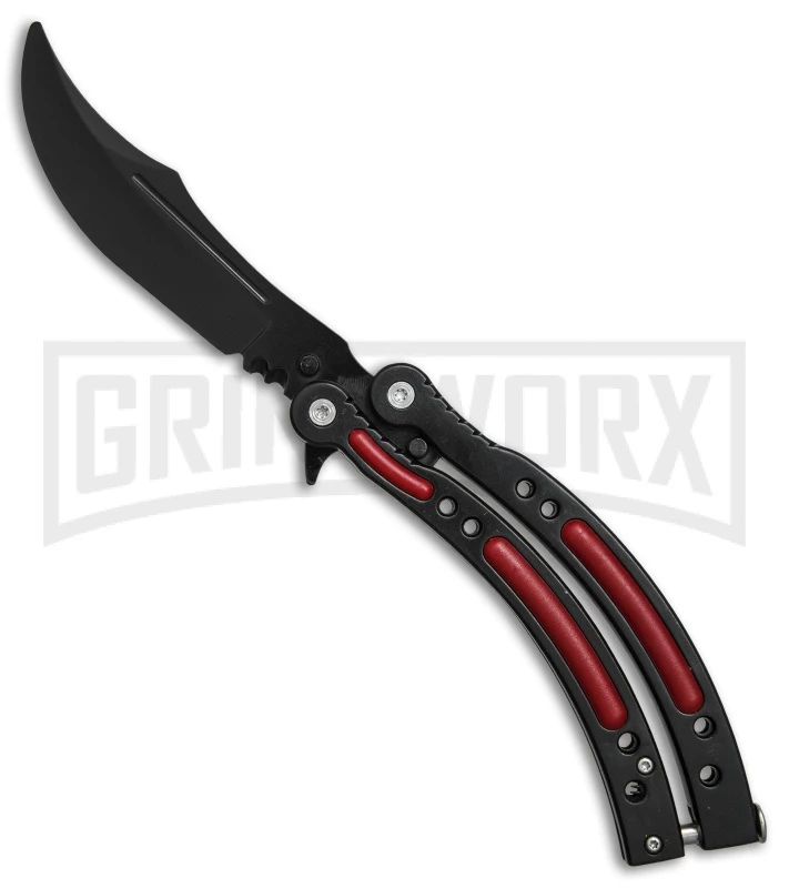 Andux CS Black/Red Balisong Butterfly Trainer - Black Plain 3 Andux CS Black/Red Balisong Butterfly Trainer - Black Plain