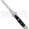 9" Anomaly Stiletto Black Pearlex Automatic Knife - Satin Kriss -Grindworx Anomally 9in Stiletto Black Pearlex Black Auto Satin Kriss BHQ 163543 jr large
