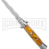 9" Anomaly Stiletto Yellow Pearlex Automatic Knife - Satin Kriss