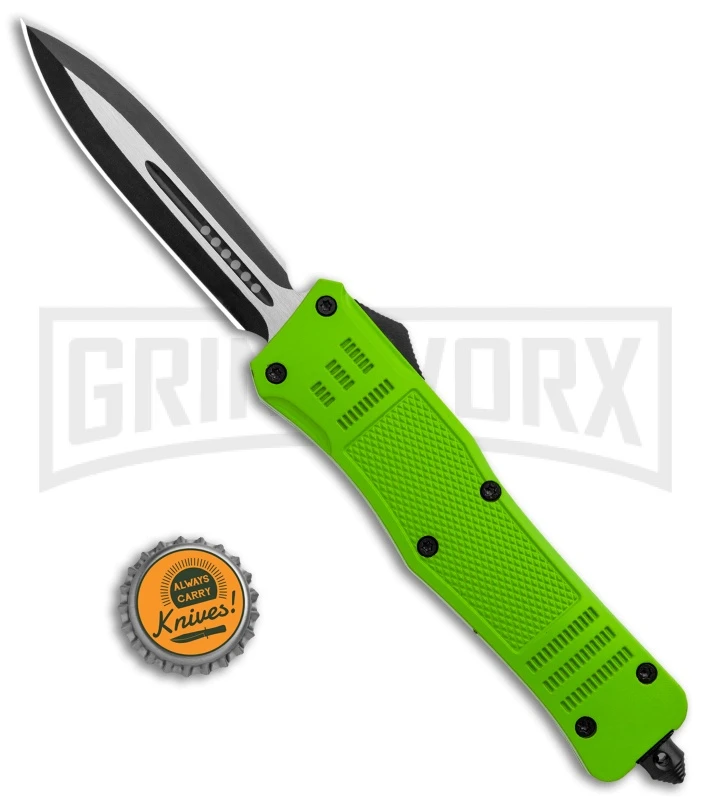 Atomic Defender Large OTF Automatic Knife Zombie Green - Two Tone Dagger 7 Atomic Defender Large OTF Automatic Knife Zombie Green - Two Tone Dagger - Image 5