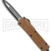 Atomic Defender Large OTF Auto Knife Textured Sand Brown - Two Tone Dagger 1 Atomic Defender Large OTF Auto Knife Textured Sand Brown - Two Tone Dagger -Grindworx Atomic Defender Large OTF Auto Sand Brown Textured Scale TT Dagger GX 38190 jr large