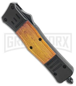 Atomic Defender Medium Black/Sim Wood OTF Auto Knife - Dagger Damascus Plain 7 Atomic Defender Medium Black/Sim Wood OTF Auto Knife - Dagger Damascus Plain -Grindworx Atomic Defender Medium OTF Auto Black Sim Wood Damascus Dagger GX 38986 jr spine large