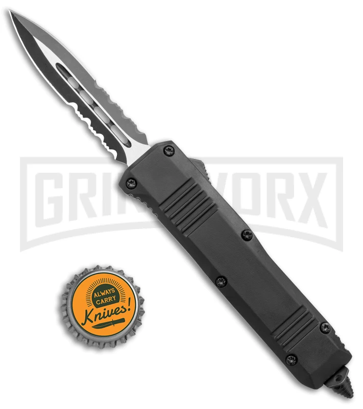 Atomic Mini Shield Dagger Black OTF Automatic Knife - Serr 6 Atomic Mini Shield Dagger Black OTF Automatic Knife - Serr - Image 4
