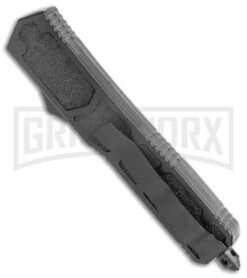 Atomic Slim Recurve Black OTF Automatic Knife - Two Tone Plain -Grindworx Atomic Slim Recurve Black OTF Auto TT GX 38529 jr side large