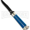 Bear & Son Blue G-10 Butterfly Knife - Black Plain 2 Bear & Son Blue G-10 Butterfly Knife - Black Plain -Grindworx Bear Butterfly Knive blue G10 handles Black Plain BHQ 87253 er large