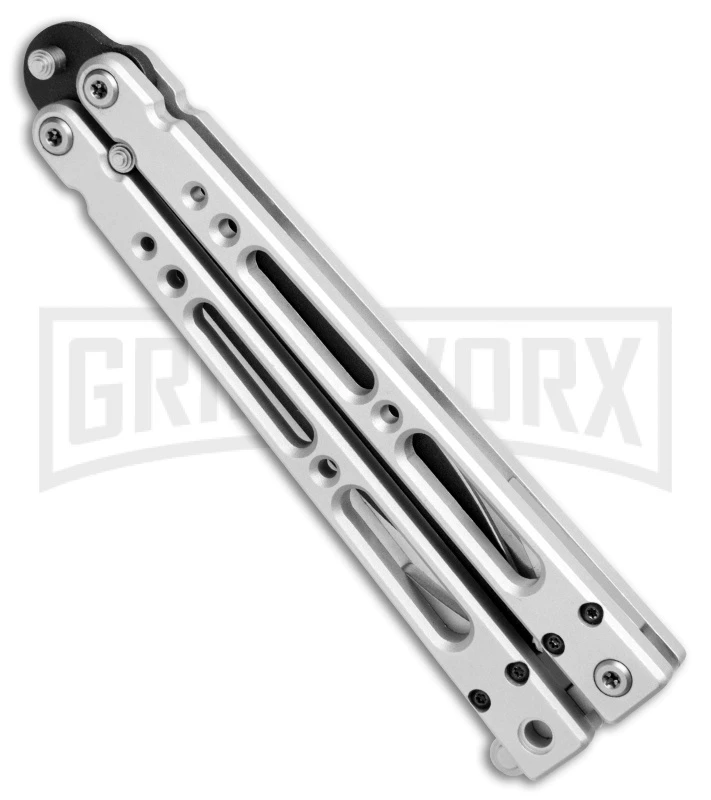 Bear OPS Bear Song IV Silver Balisong Butterfly Knife W/Trainer - Black Plain 7 Bear OPS Bear Song IV Silver Balisong Butterfly Knife W/Trainer - Black Plain - Image 5