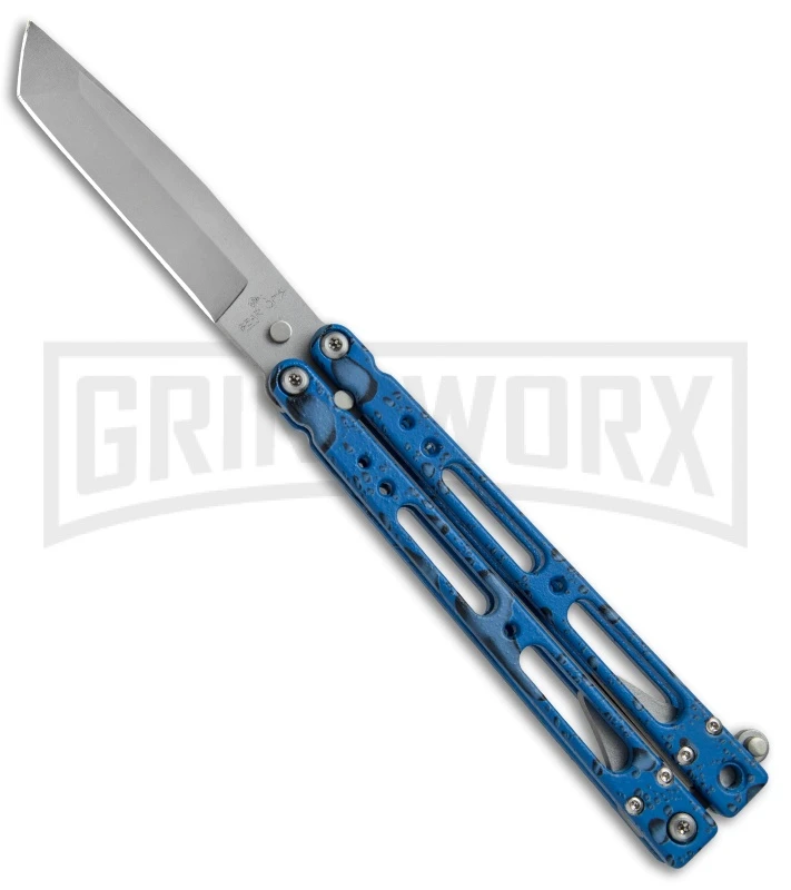 Bear OPS Bear Song IV Blue Raindrop Balisong Butterfly Knife - Tanto Bead Blast 3 Bear OPS Bear Song IV Blue Raindrop Balisong Butterfly Knife - Tanto Bead Blast