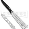 Bear OPS Bear Song IV Arctic White Balisong Butterfly Knife W/Trainer - Black -Grindworx Bear Ops Bear Song IV Butterfly Arctic White Trainer Satin B 400 ALW B BHQ 79336 jr both large