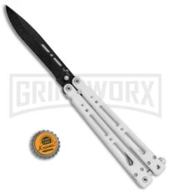 Bear OPS Bear Song IV Arctic White Balisong Butterfly Knife W/Trainer - Black 14 Bear OPS Bear Song IV Arctic White Balisong Butterfly Knife W/Trainer - Black -Grindworx Bear Ops Bear Song IV Butterfly Arctic White Trainer Satin B 400 ALW B BHQ 79336 jr bottlecap large
