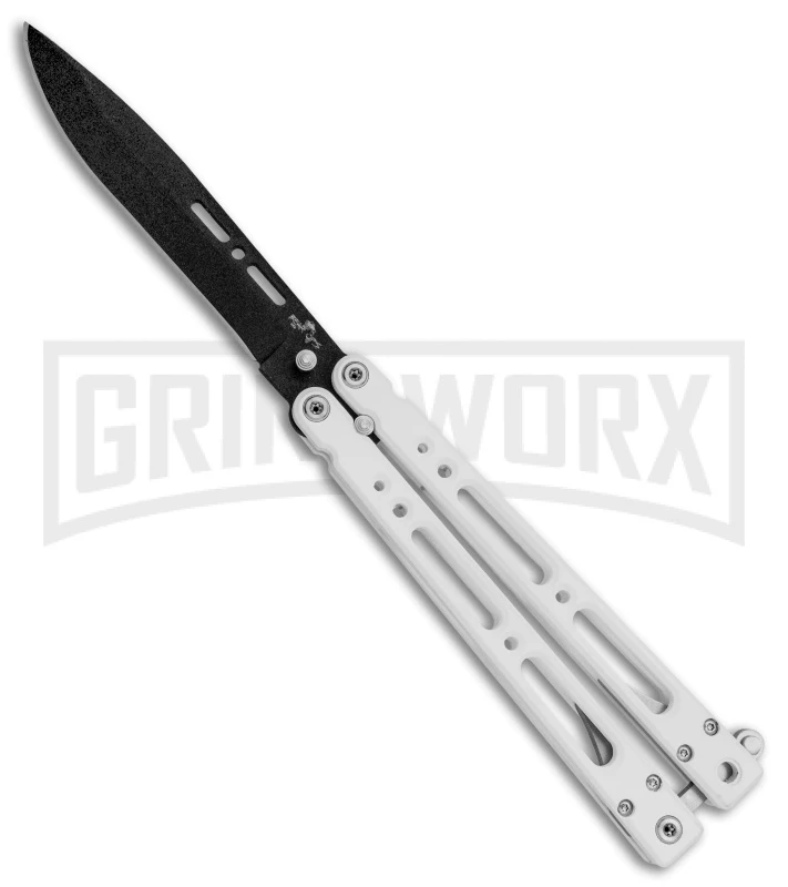 Bear OPS Bear Song IV Arctic White Balisong Butterfly Knife W/Trainer - Black 4 Bear OPS Bear Song IV Arctic White Balisong Butterfly Knife W/Trainer - Black - Image 2