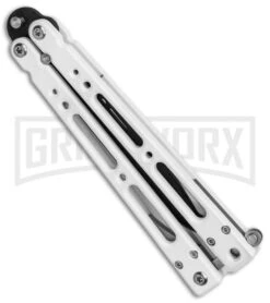 Bear OPS Bear Song IV Arctic White Balisong Butterfly Knife W/Trainer - Black 11 Bear OPS Bear Song IV Arctic White Balisong Butterfly Knife W/Trainer - Black -Grindworx Bear Ops Bear Song IV Butterfly Arctic White Trainer Satin B 400 ALW B BHQ 79336 jr spine large