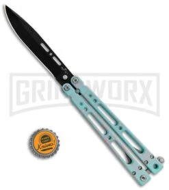 Bear Ops Bear Song IV Cyan Speckle Blue Butterfly Knife - Black -Grindworx Bear Ops Bear Song IV Butterfly Cyan Speckle Blue Black B 400 AICY B BHQ 83465 jr bottlecap large