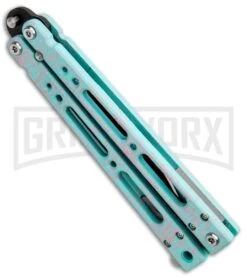 Bear Ops Bear Song IV Cyan Speckle Blue Butterfly Knife - Black -Grindworx Bear Ops Bear Song IV Butterfly Cyan Speckle Blue Black B 400 AICY B BHQ 83465 jr side large