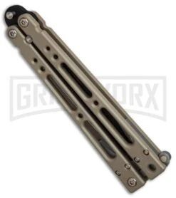 Bear OPS Bear Song IV Light Sand Balisong Butterfly Knife W/Trainer - Black -Grindworx Bear Ops Bear Song IV Light Sand trainer black BHQ 78831 er side large
