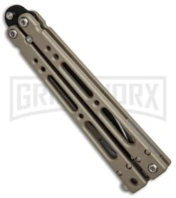 Bear OPS Bear Song IV Light Sand Balisong Butterfly Knife W/Trainer - Black -Grindworx Bear Ops Bear Song IV Light Sand trainer black BHQ 78831 er spine large