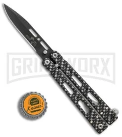 Bear OPS Bear Song IV Sim. Carbon Fiber Small Butterfly Knife - Black Plain 9 Bear OPS Bear Song IV Sim. Carbon Fiber Small Butterfly Knife - Black Plain -Grindworx Bear Ops Bear Song IV small sim carbon fiber black BHQ 75950 er bottlecap large