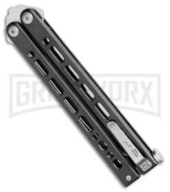 Bear Ops Bear Song VIII Black Butterfly Knife - Bayonet Satin Plain -Grindworx Bear Ops Bear Song VIII Butterfly Bayo Black Satin B 820 SSBK S BHQ 107304 jr side large
