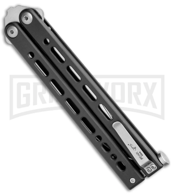 Bear Ops Bear Song VIII Black Butterfly Knife - Clip Point Satin Plain 5 Bear Ops Bear Song VIII Black Butterfly Knife - Clip Point Satin Plain - Image 3