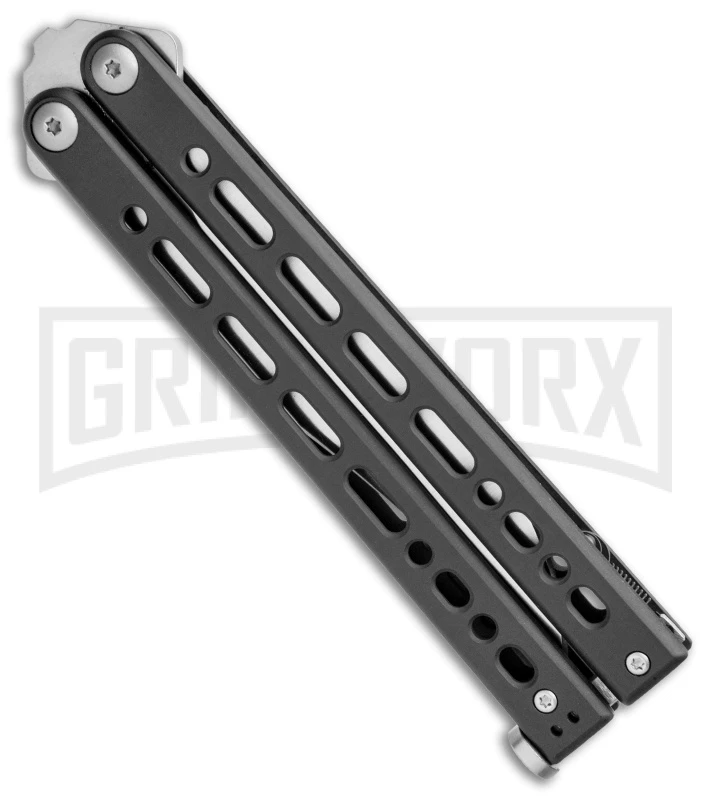 Bear Ops Bear Song VIII Black Butterfly Knife - Clip Point Satin Plain 4 Bear Ops Bear Song VIII Black Butterfly Knife - Clip Point Satin Plain - Image 2