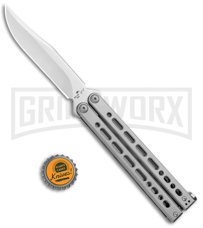 Bear Ops Bear Song VIII Gray Butterfly Knife - Clip Point Satin Plain 6 Bear Ops Bear Song VIII Gray Butterfly Knife - Clip Point Satin Plain - Image 4
