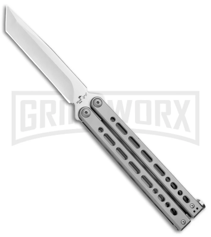 Bear Ops Bear Song VIII Gray Butterfly Knife - Tanto Satin Plain 3 Bear Ops Bear Song VIII Gray Butterfly Knife - Tanto Satin Plain