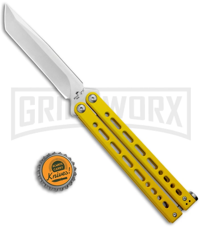 Bear Ops Bear Song VIII Yellow Butterfly Knife - Tanto Satin Plain 6 Bear Ops Bear Song VIII Yellow Butterfly Knife - Tanto Satin Plain - Image 4