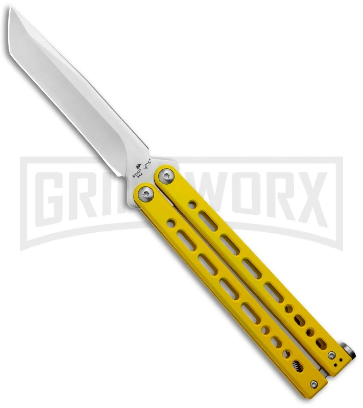 Bear Ops Bear Song VIII Yellow Butterfly Knife - Tanto Satin Plain 3 Bear Ops Bear Song VIII Yellow Butterfly Knife - Tanto Satin Plain