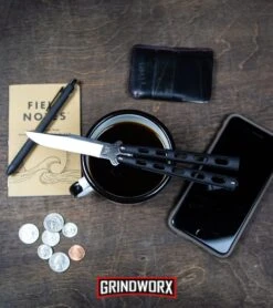 Bear And Son Knives 114 Blue Tanto Balisong Butterfly Knife - Bead Blast Plain 9 Bear And Son Knives 114 Blue Tanto Balisong Butterfly Knife - Bead Blast Plain -Grindworx Bear Son 114B Large Butterfly Knife Black Satin BHQ 0364 kp lifestyle web large 4