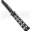 Bear & Son 115B Tanto Black Butterfly Knife - Black Plain 1 Bear & Son 115B Tanto Black Butterfly Knife - Black Plain -Grindworx Bear Son 115TANB Tanto Butterfly Knife Black 4in Black BHQ 50073 td large