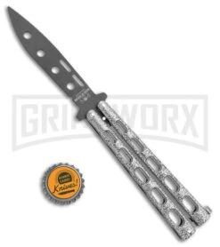 Bear & Son 115TR Large Silver Vein Butterfly Knife Trainer - Black -Grindworx Bear Son 115TR Large Butterfly Trainer Silver Vein Black BHQ 107300 jr bottlecap large